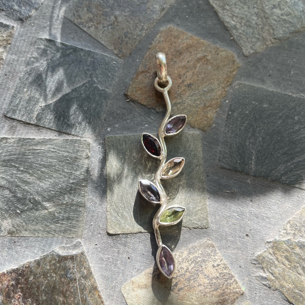 Multi-Stone Sterling Silver Pendant